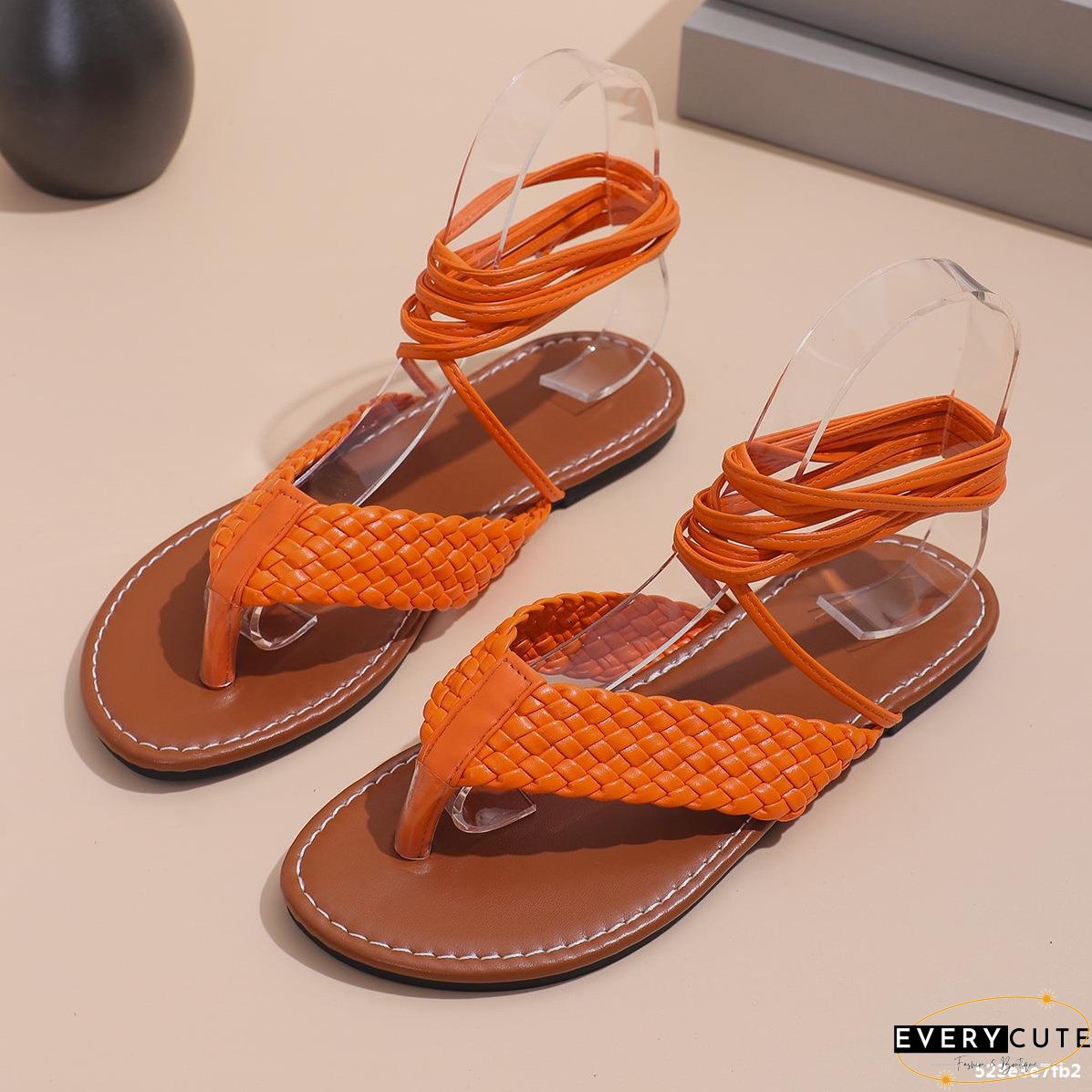 Women Roman summer flat cross Lace-Up hollow sandals