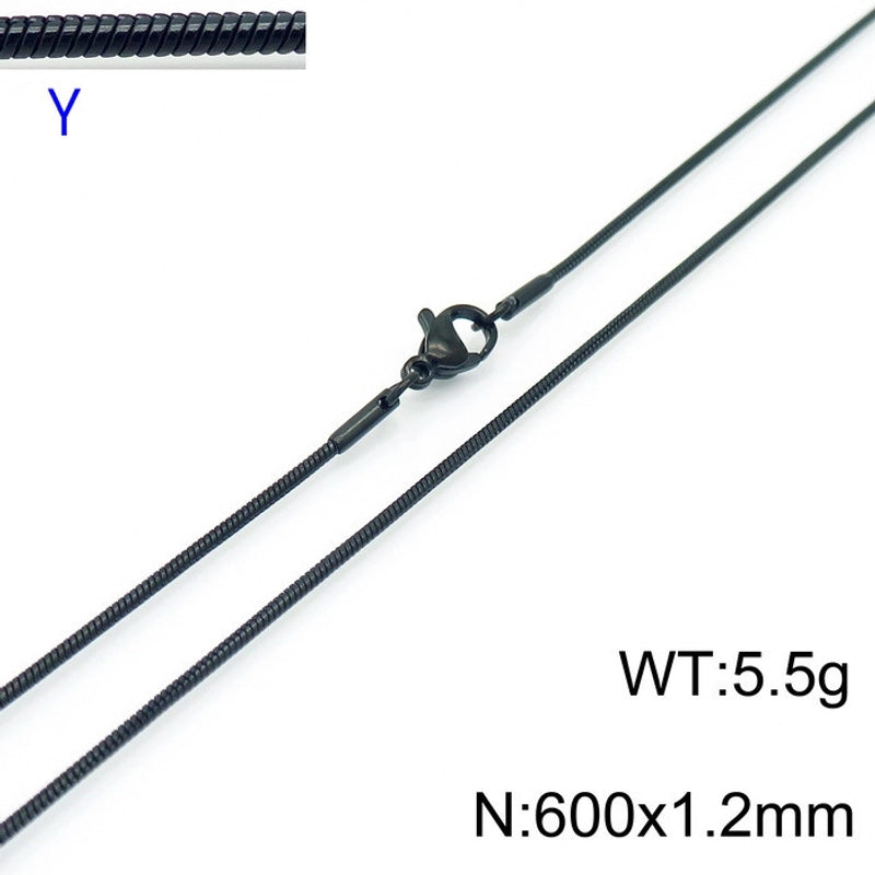 Jewelry Classic Style Solid Color Titanium Steel 18K Gold Plated Chain Necklace