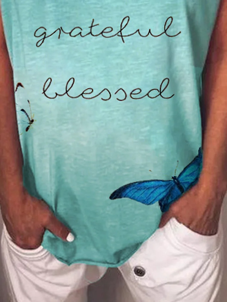 Bestdealfriday Lake Blue Butterfly T-Shirt 9210289