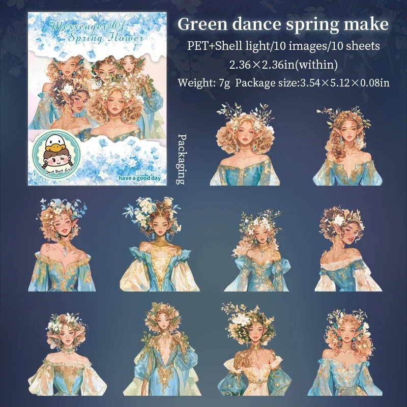 PET Sticker - Messenger of Spring Flower Series Vintage Character Landscaping Material Collage 