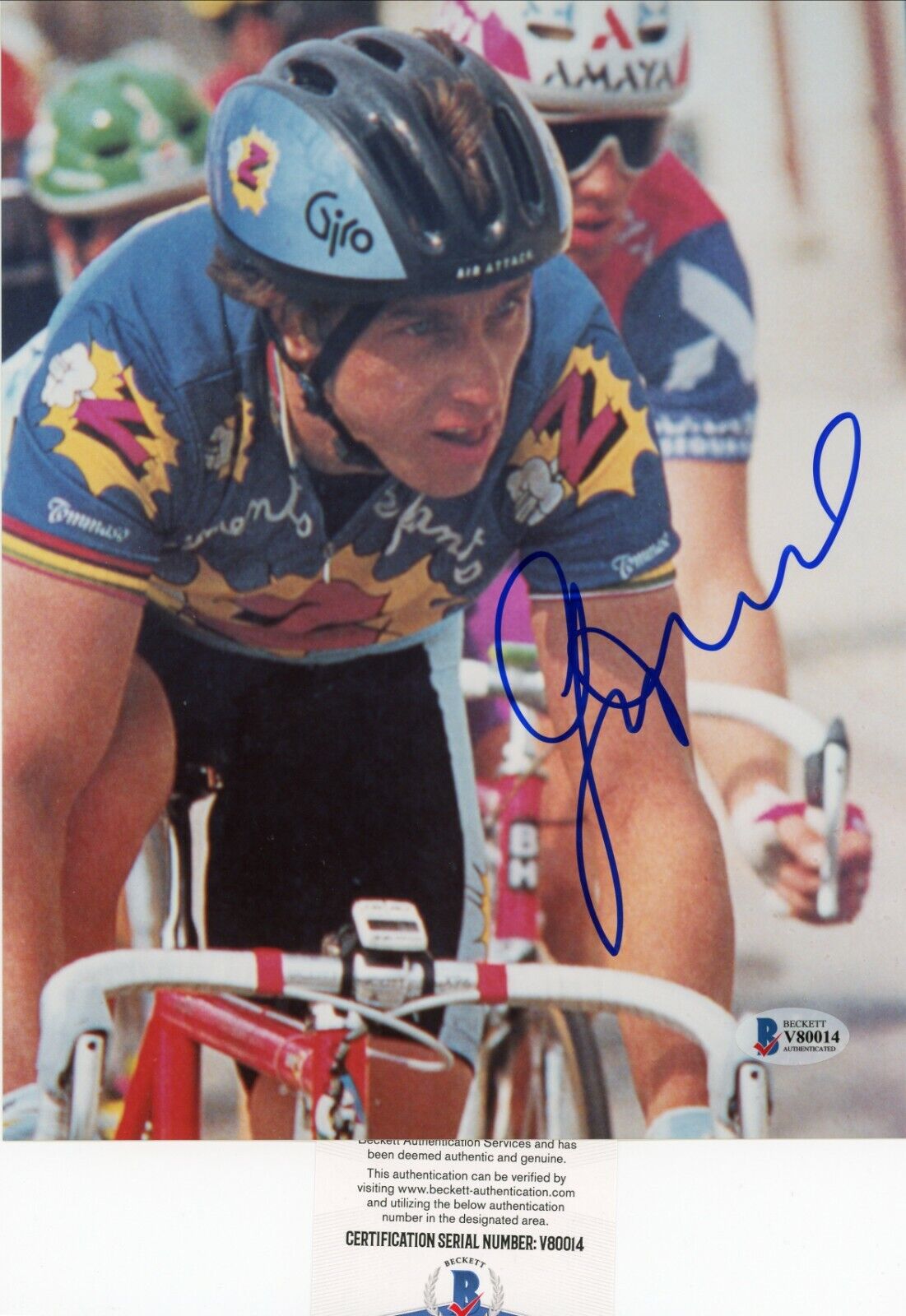 Greg Lemond Tour de France 8x10 Glossy Photo Poster painting Signed Autographed Beckett BAS