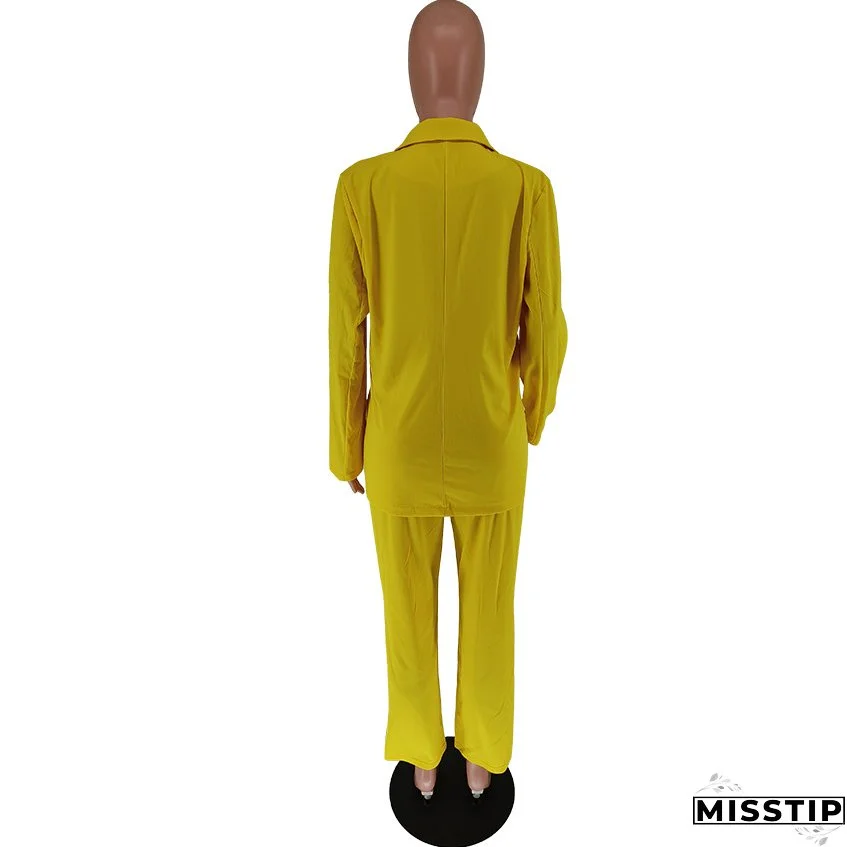 Fall Fashion Solid Color Women's Blazer Two Piece