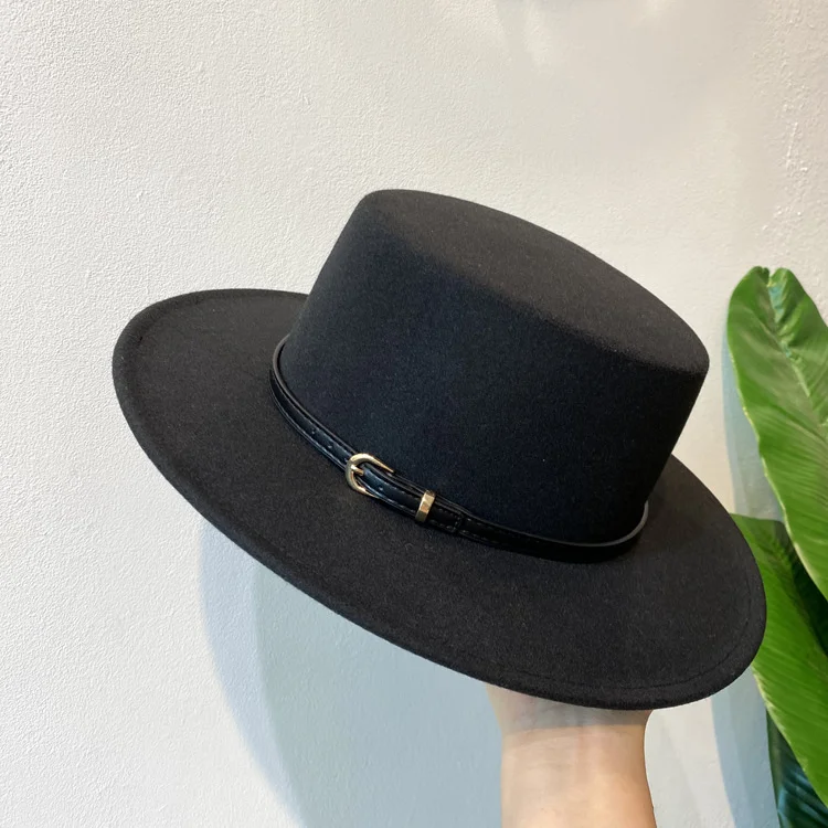 British style belted flat top hat