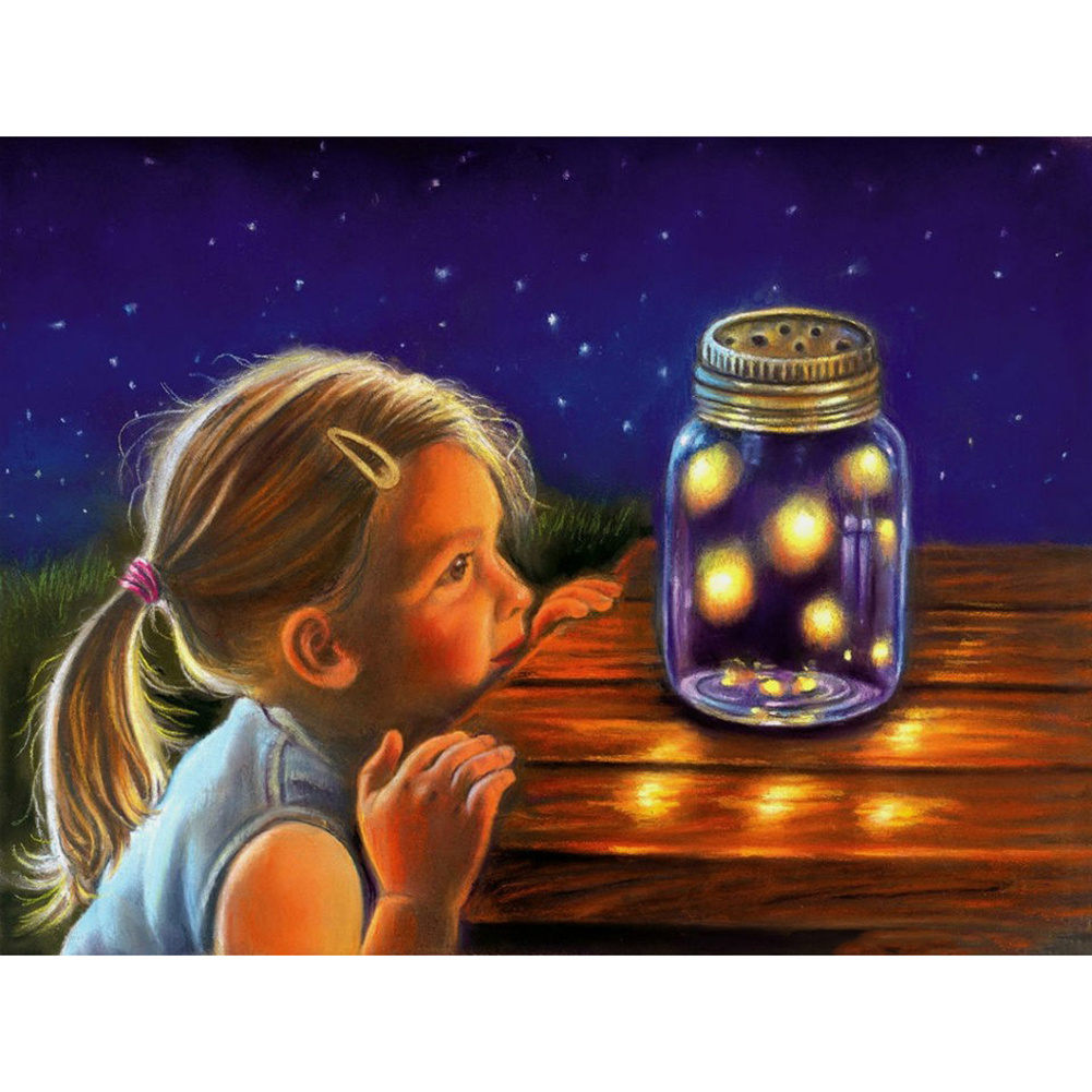 

40*30CM-Little Girl Rhinestone-Round Drill Diamond Painting, 501 Original