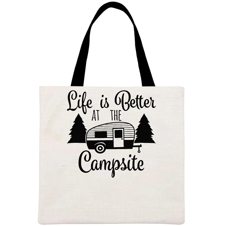 Life Is Better At The Campsite Printed Linen Bag-Annaletters