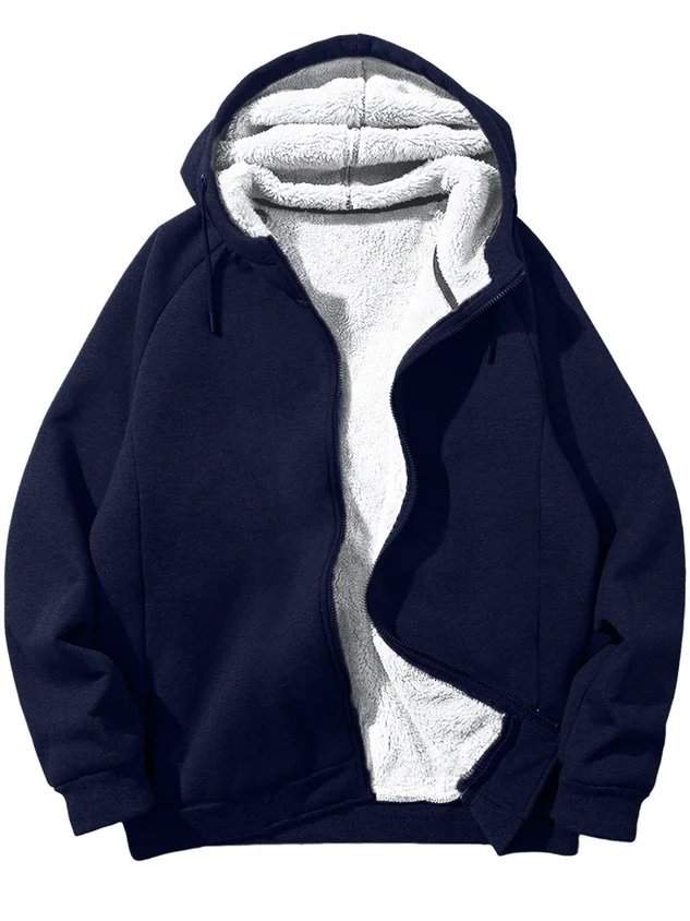 Men's Hoodie Zip Up Sweatshirt Warm Jacket With Fifties Fleece socialshop