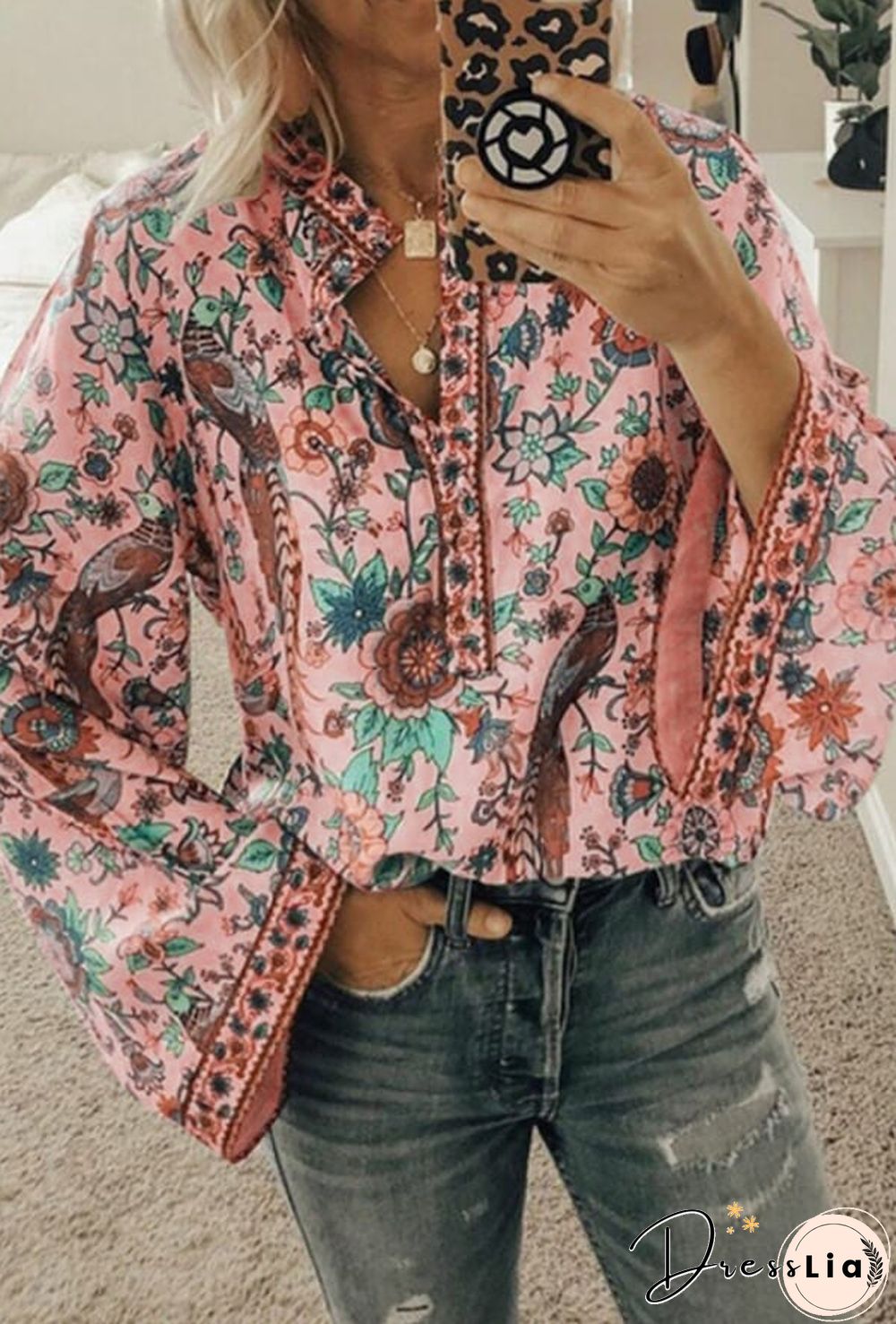 Fashion Casual Floral Print Blouse