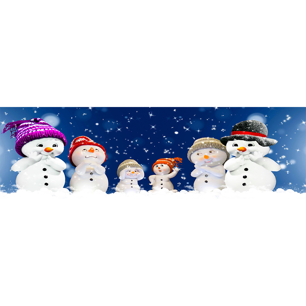 

90*30CM - Round Drill Diamond Painting - Snowman Party, 501 Original