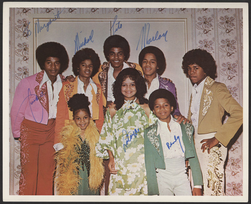 THE JACKSONS Signed (by 7) Photo Poster paintinggraph - Pop Star Singers / Group - preprint