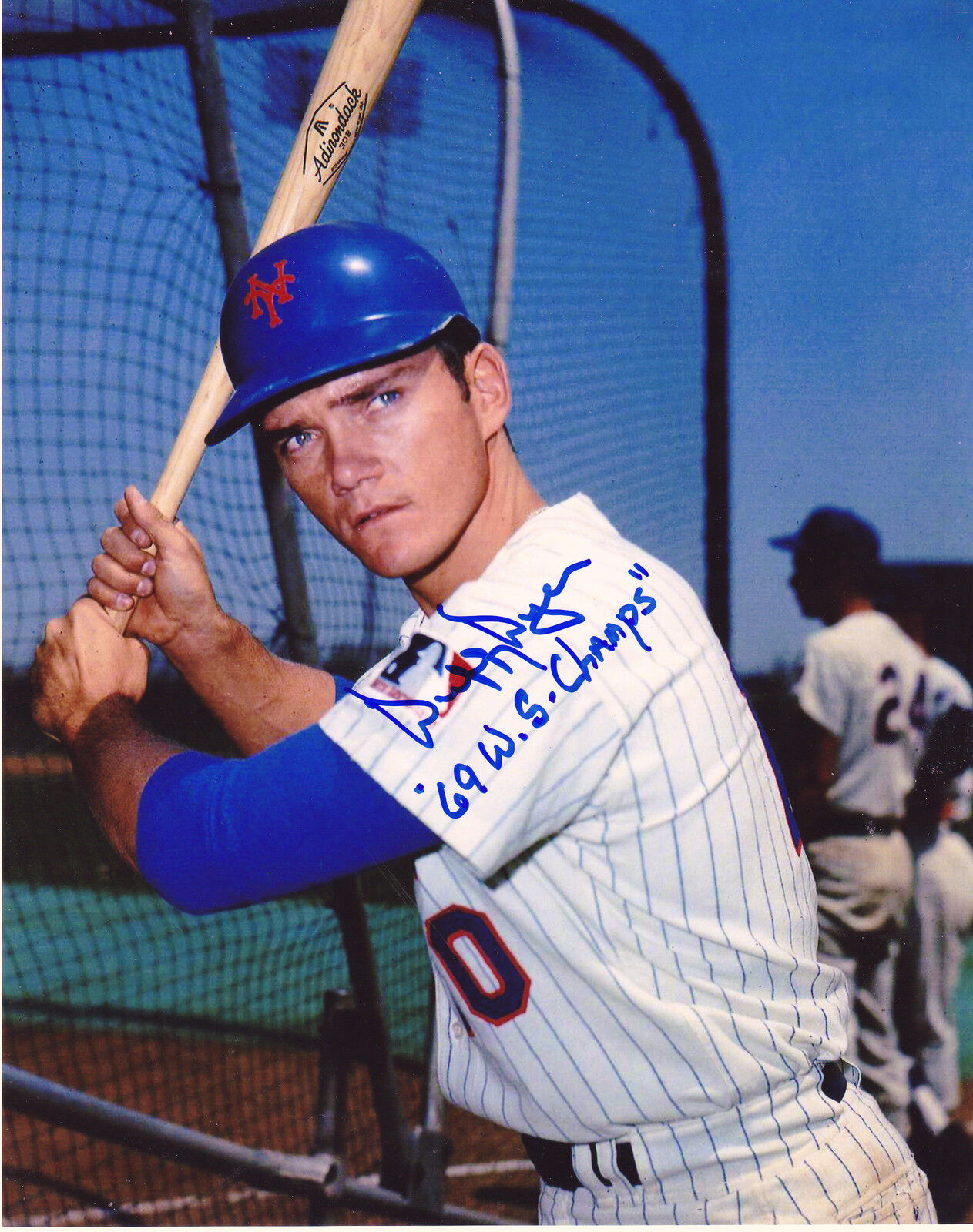 DUFFY DYER NEW YORK METS 1969 WS CHAMPS ACTION SIGNED 8x10