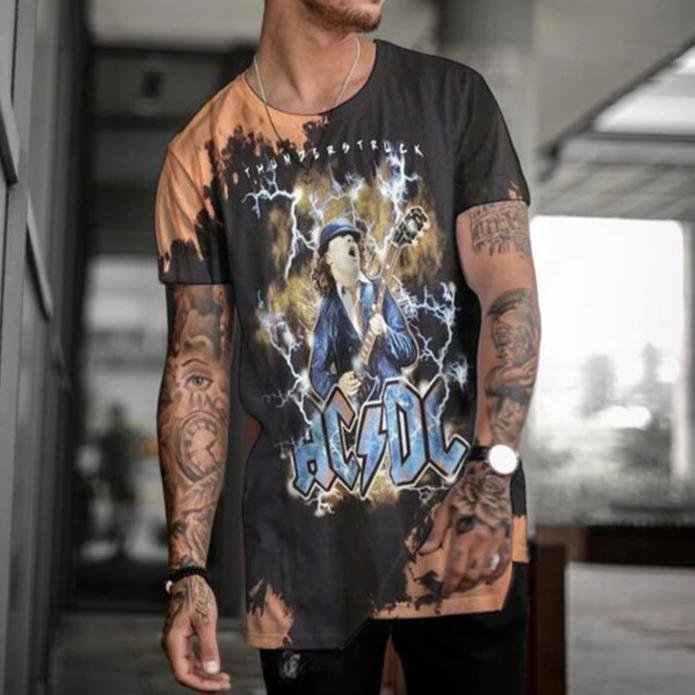 Designer rock printed short sleeves T-shirt