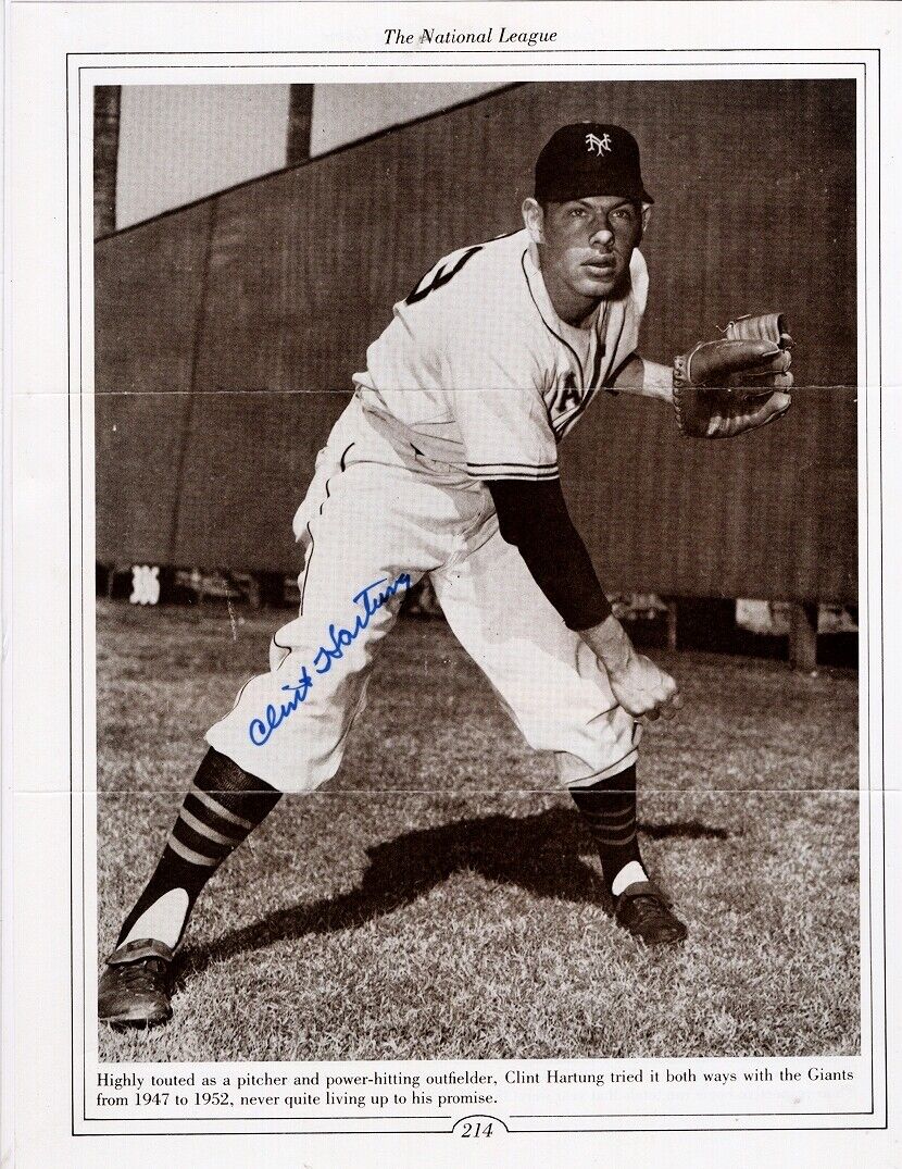 1947/52 CLINT HARTUNG-NY GIANTS AUTOGRAPHED 8.5 X 11 VINTAGE BOOK Photo Poster painting-d.2010