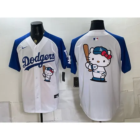 Men's Los Angeles Dodgers White Hello Kitty Stitched Baseball Jersey F5XC