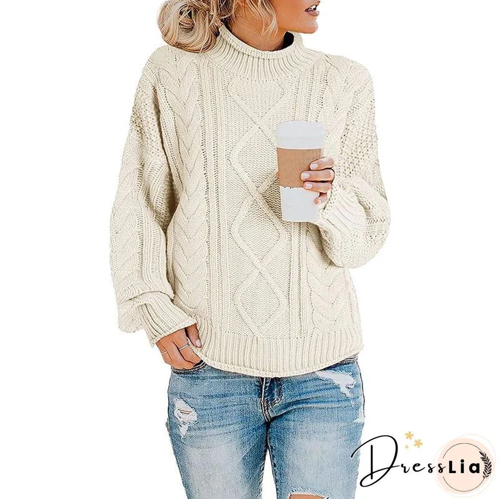 Thick Thread High Neck Pullover Sweater