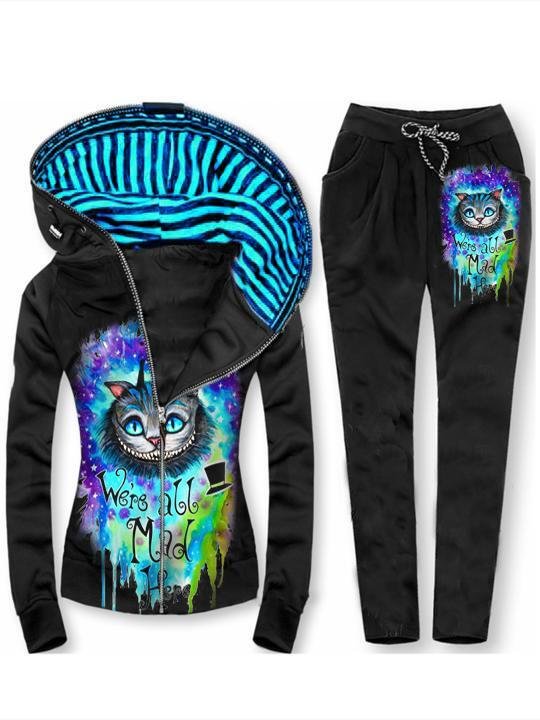 Casual Hooded Jacket Coat Sport Pants Set