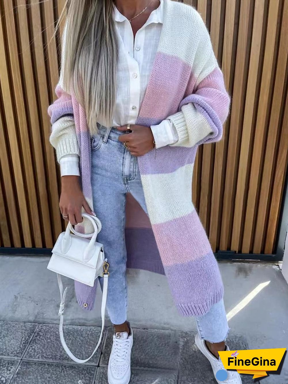 Women's Comfortable Slouchy Casual Colorful Striped Cardigan Sweater