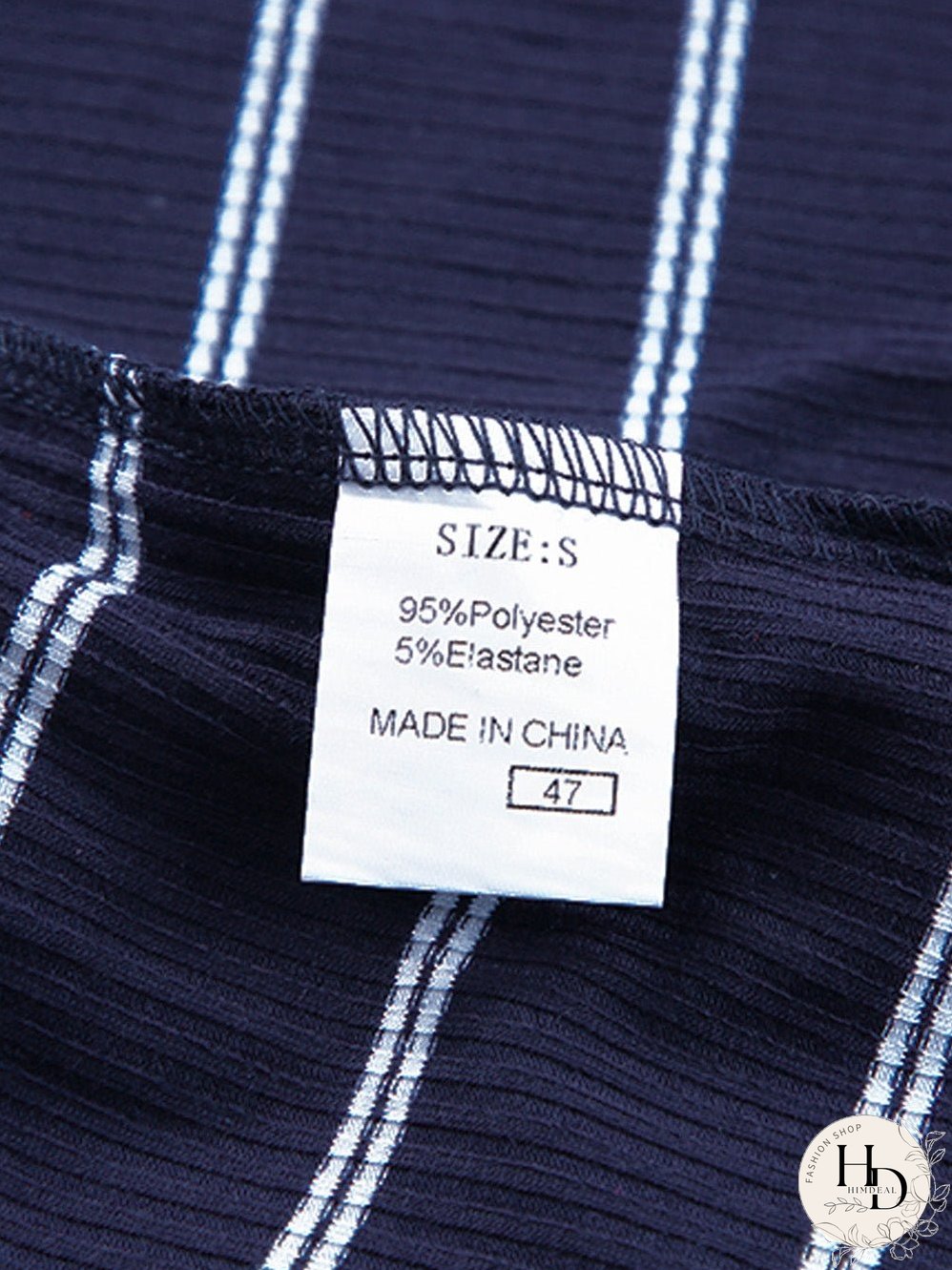 Blue Striped Rib Knit Pullover with Color Block Cuffs