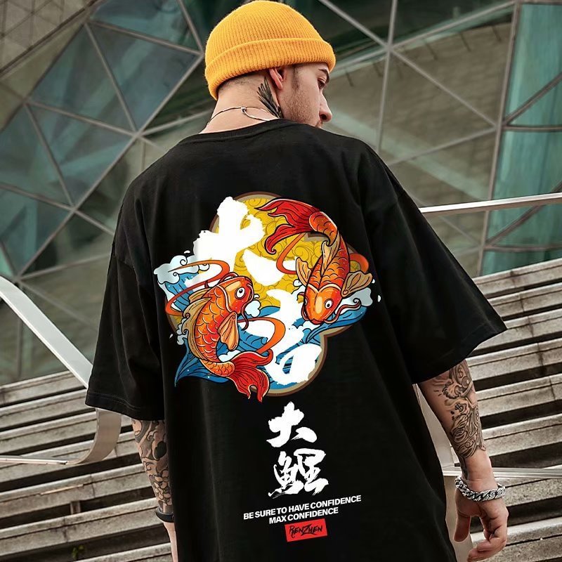 Men's Summer Half Sleeve Koi Short Sleeve T-shirt