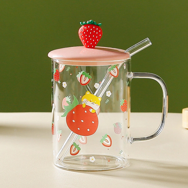 Casual Flower Glass Water Bottles 1 Piece