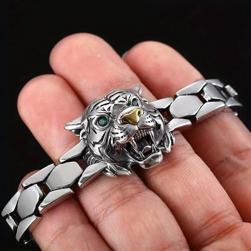 1pc tiger watch bracelet mens personality male simple domineer retro tiger bracelet details 1