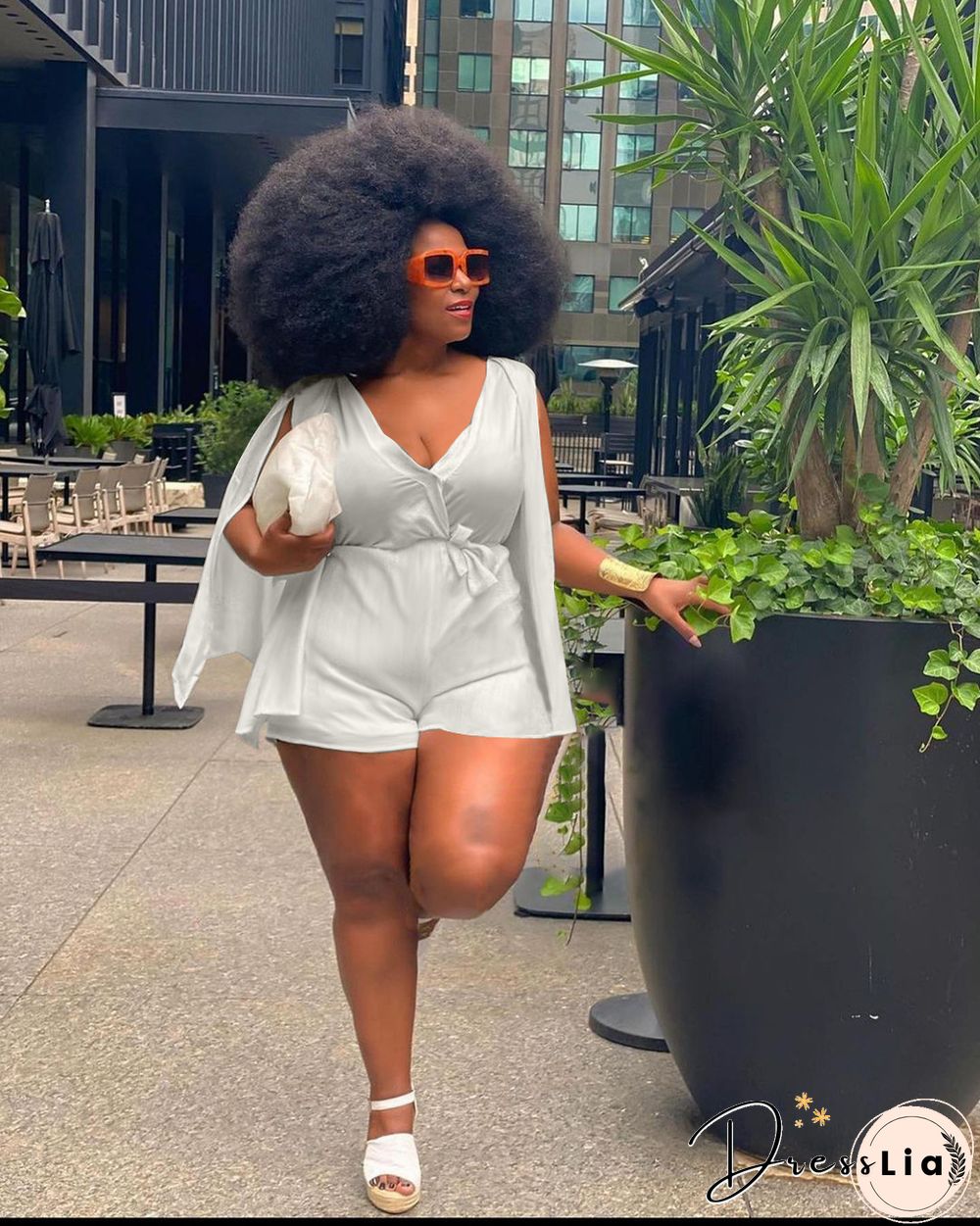 Plus Size 4XL V-neck Rompers