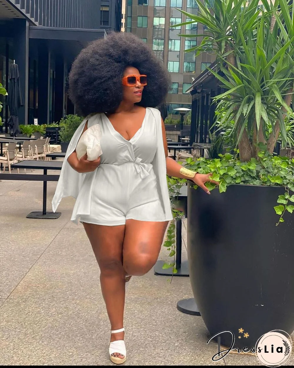 Plus Size 4XL V-neck Rompers
