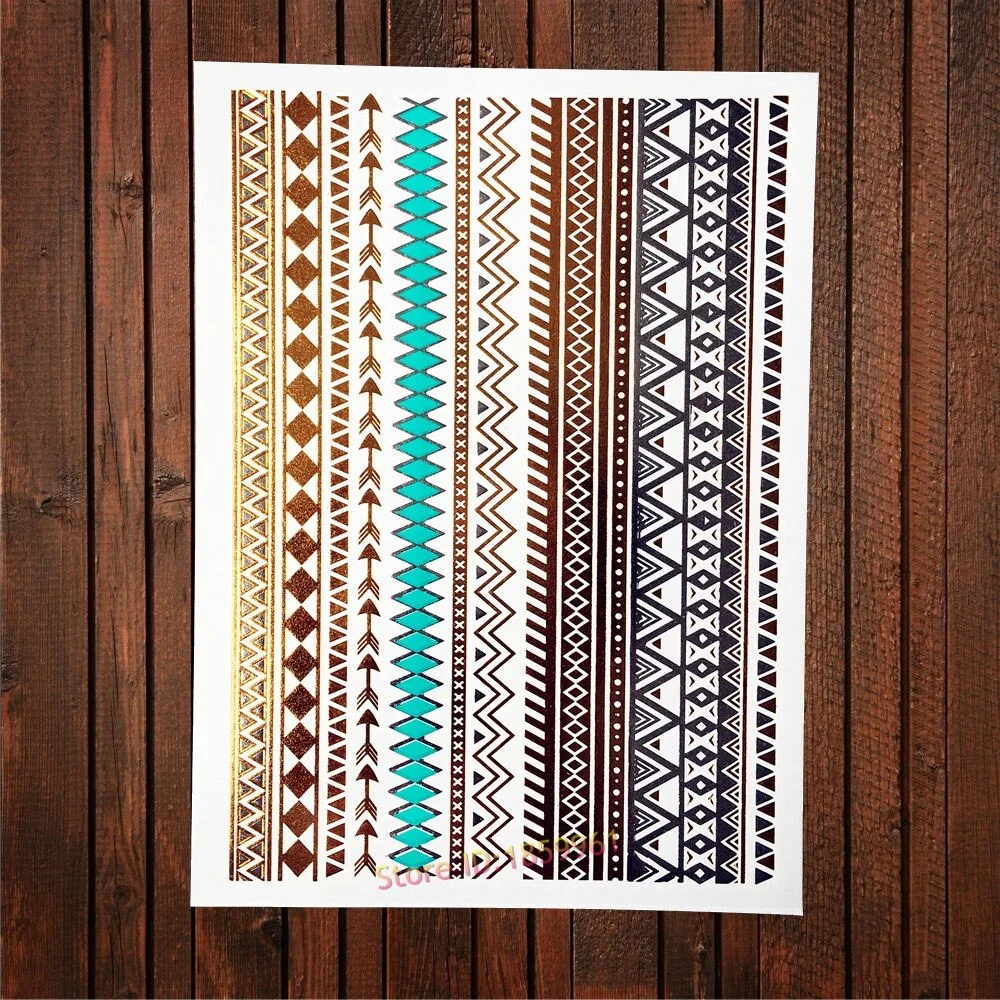 Sdrawing Big Size Gold Flying Butterfly Flash Tattoo Jewel Sticker ACT-199 Henna Bracelet 3D Makeup Butterfly Waterproof Tattoo Women