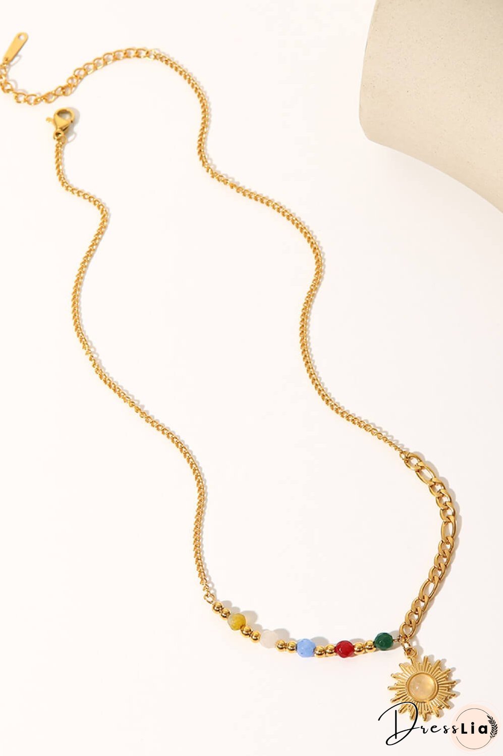 Opal Sun Shape Pendant Necklace