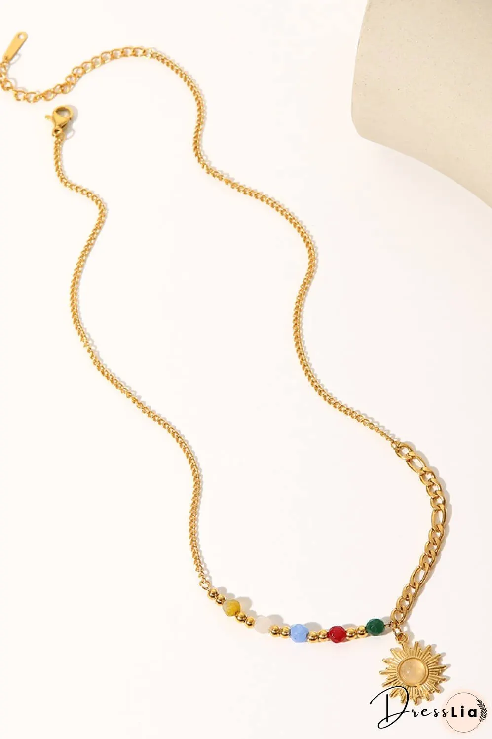 Opal Sun Shape Pendant Necklace