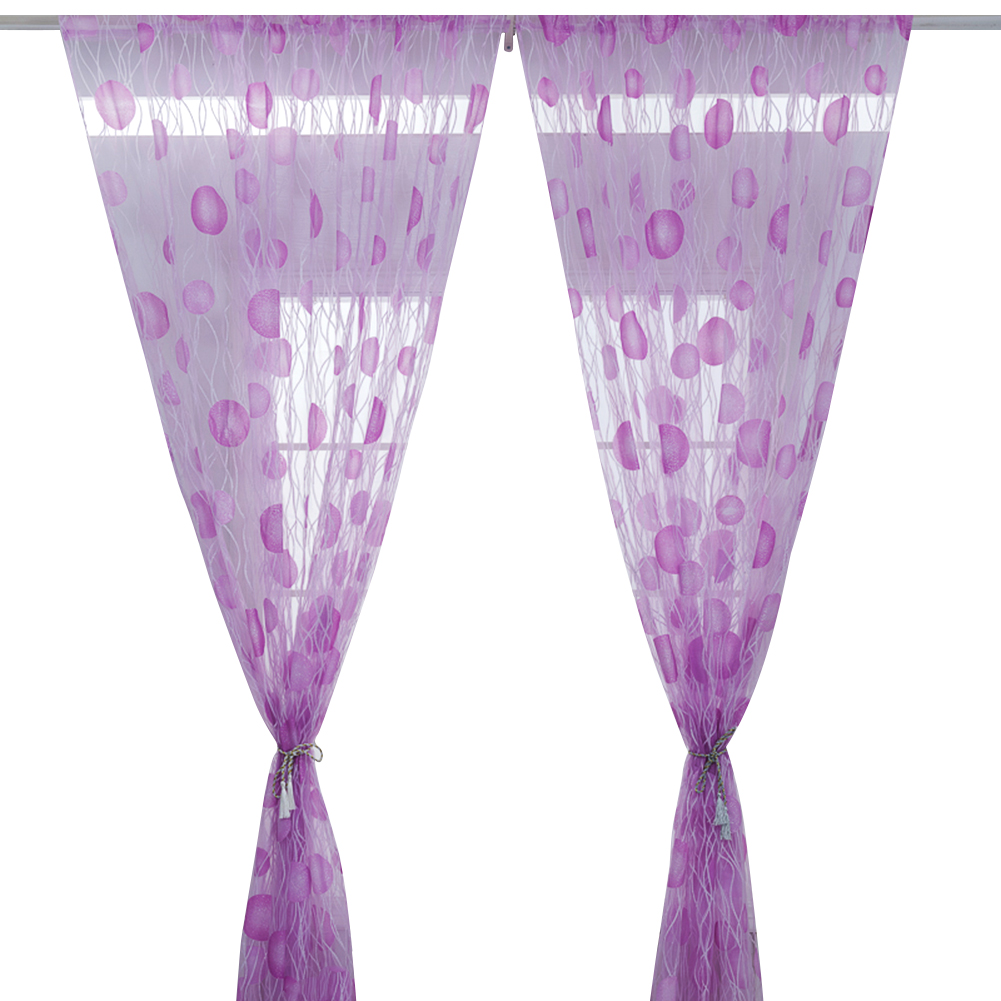 

Curve Round Ball Print Tulle Curtains Half Blackout Window Screen (Purple, 501 Original