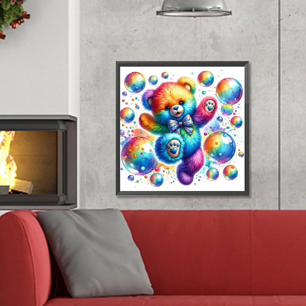 Diamond Painting - Full Round Drill - Rainbow Bear(Canvas|30*30cm)