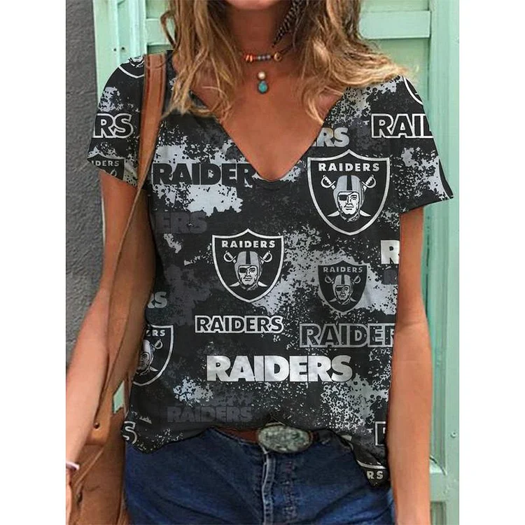 Las Vegas Raiders Lightweight Short Sleeve V-Neck T-Shirt