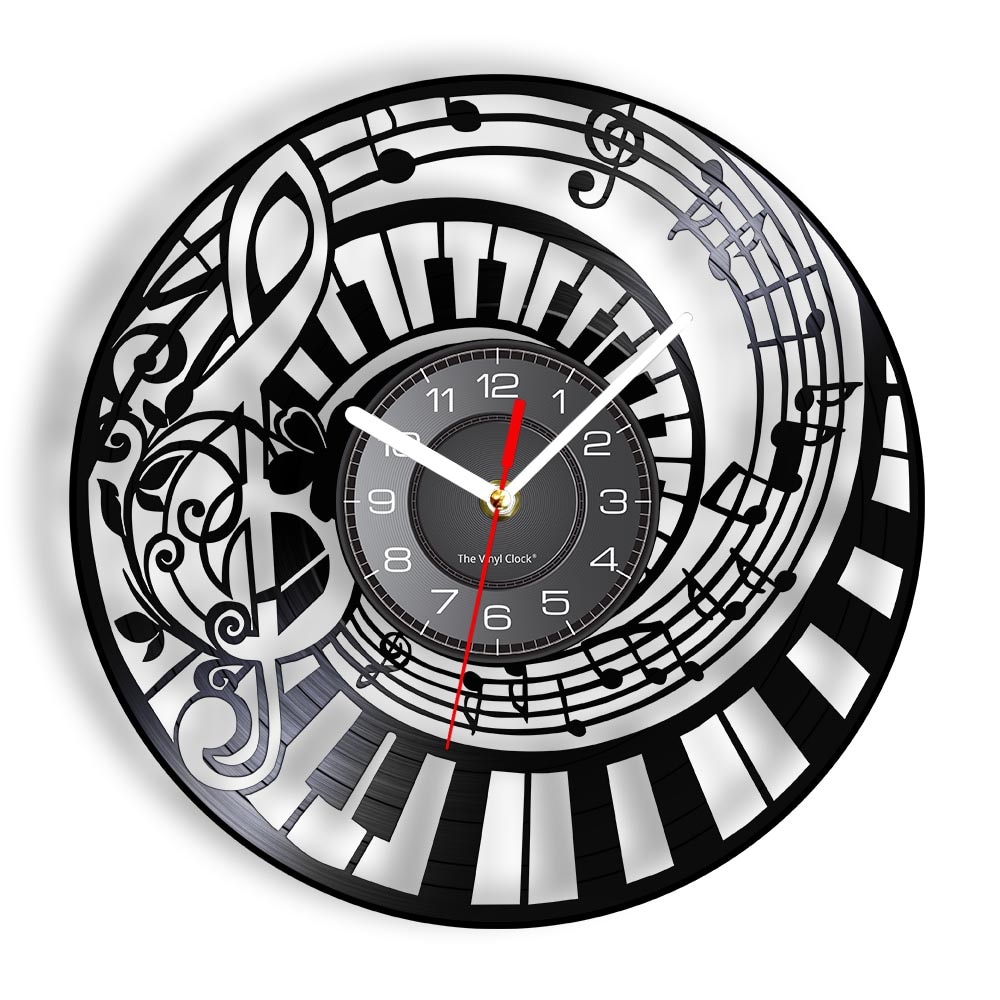 

Treble Clef Piano Keys 7-colo - Vinyl Record Wall Clock - Without LED, 501 Original