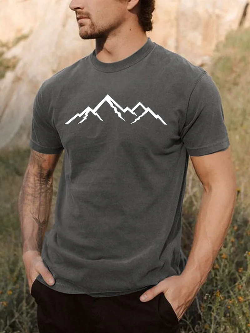 Men's Mountains Printed Casual T-Shirt in  mildstyles