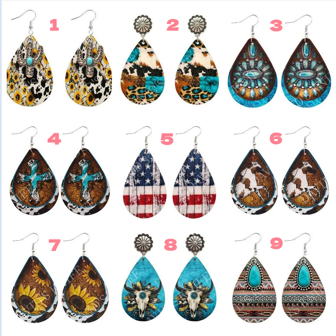 Leather Turquoise Earrings