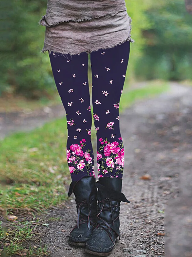 Women's Floral Print Leggings-1012-02