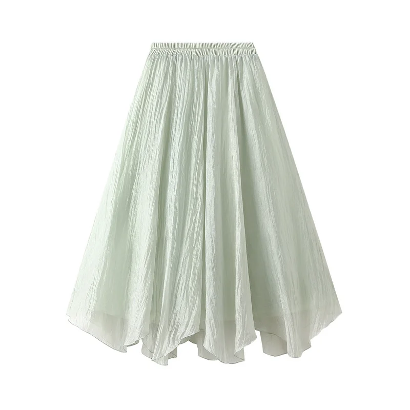 Nigikala Nigikala A Word Half-Dress Woman 2025 New Medium Long Gentle Fairy Yarn Skirt Wave Hem 2139