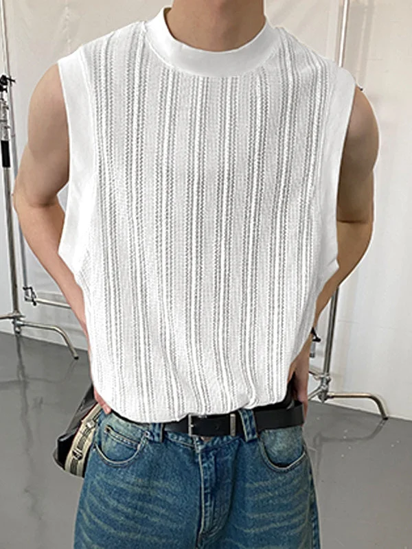 Aonga - Mens Knit Hollow Striped Sleeveless Vest