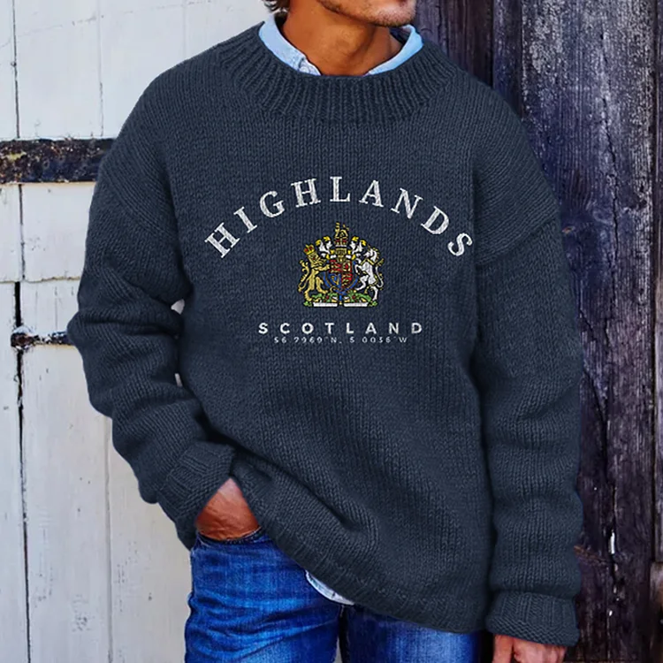 Comstylish The Scottish Highlands Print Knit Pullover Sweater