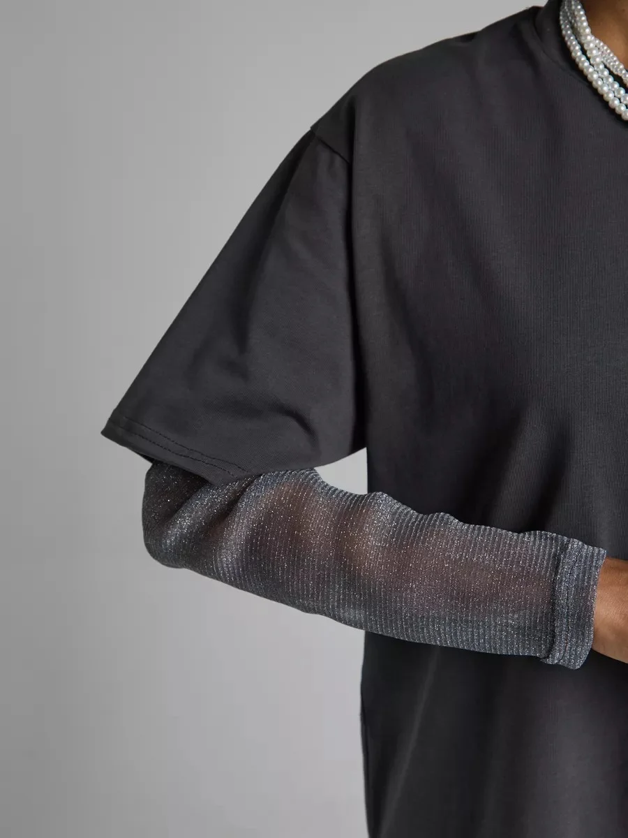 Athvotar Athvotar Summer New Bright Silk Mesh Splicing Long-Sleeved T-Shirt Women Loose Sun Protection Top Hot Sale