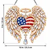 DIY Diamond Painting Acrylic Hanging Ornament, Pearl & Special Shaped Drill Art, Double-Sided Printed Patriotic Home Decor(Angel Wings Memorial)