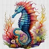 >SALE<Full Embroidery Eco-cotton Thread 14CT Printed Sea Horse Cross Stitch Kit40x40cm