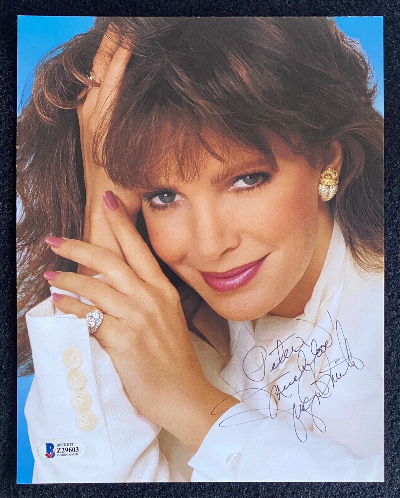 Jaclyn Smith Signed 8x10 CHARLIES ANGELS Photo Poster painting Autograph BAS Beckett COA Farrah