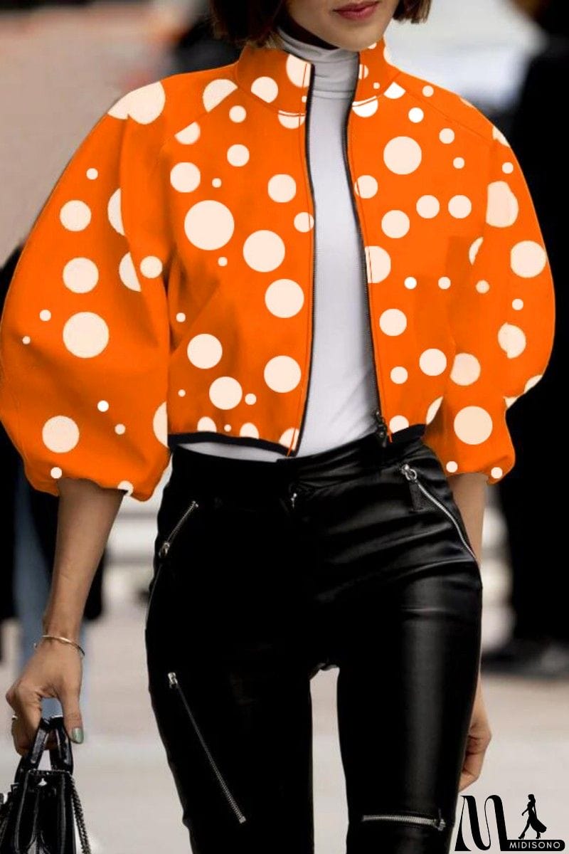 MidiSono - Casual Print Patchwork Mandarin Collar Outerwear