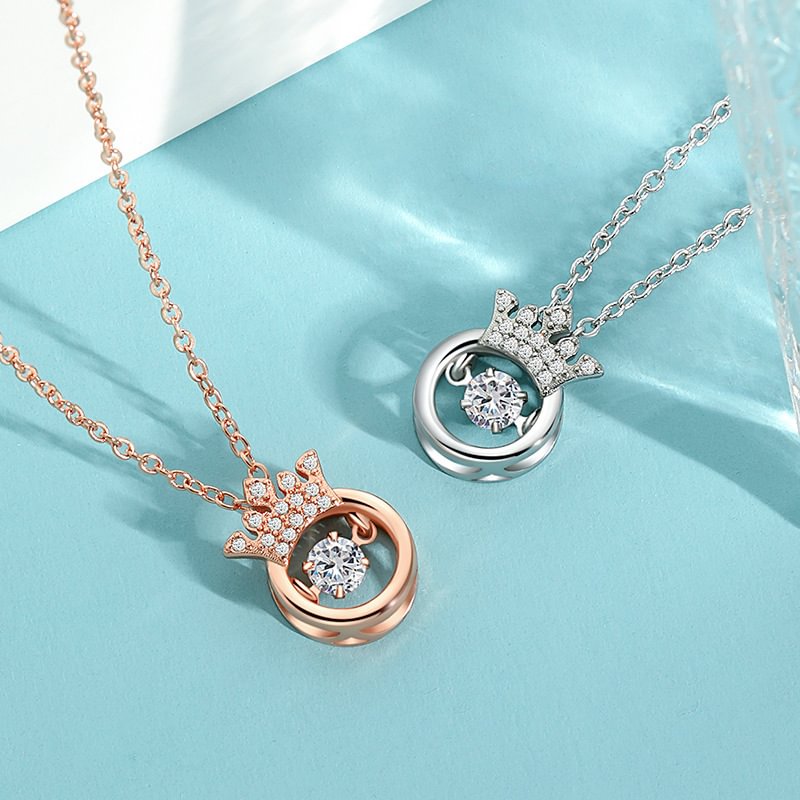 Crown & Beating Heart Necklace | 925 Silver