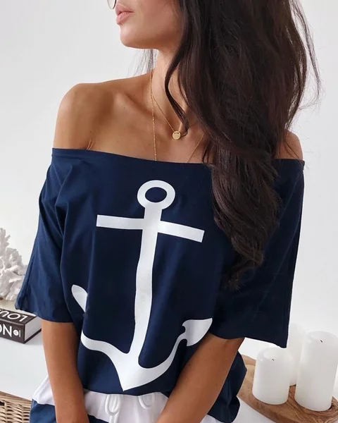 Off Shoulder Half Sleeve Casual T-Shirt