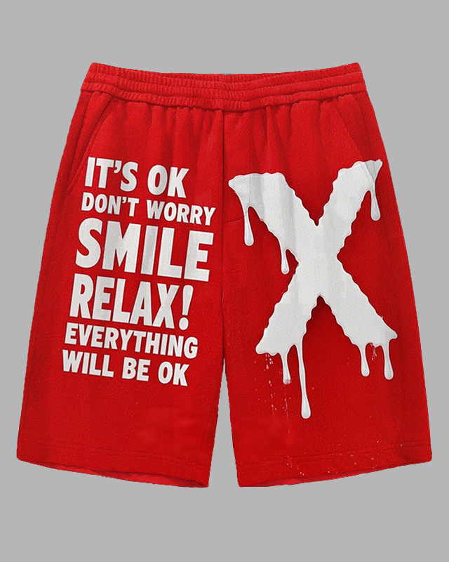 Big and Tall Men's Street Fashion X & Cool Saying Printed Daily Casual Shorts