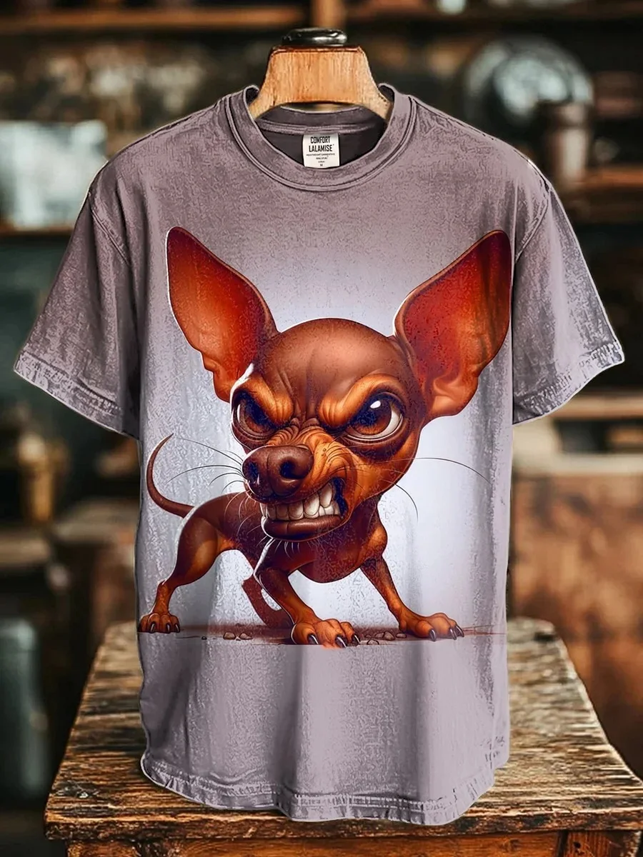 Eagerlys Mad Funny Dog Art Print T-shirt Eagerlys