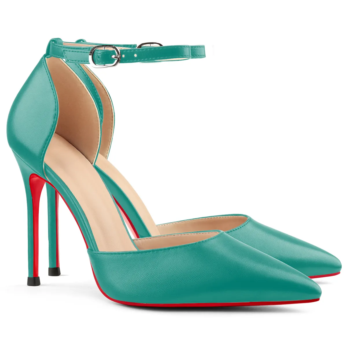 100mm Women&rsquo;s High Heels Ankle Strap Pointed Toe Matte Pumps Wedding Party  Sandals-vocosishoes