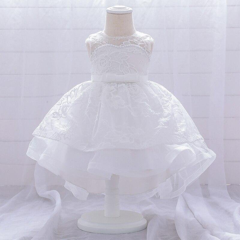 2021 Summer White 2 1st Birthday Dress For Baby Girl Clothes Trailing Christening Dress Princess Dresses Party Infant Vestidos